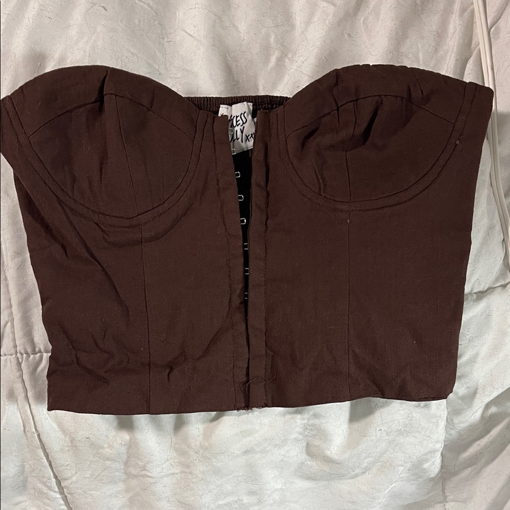 Princess Polly Dark Brown Strapless Crop Top